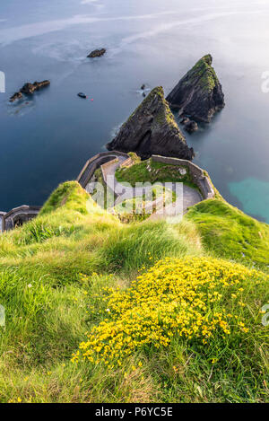 In Dunquin Pier (DÃºn Chaoin), der Halbinsel Dingle in der Grafschaft Kerry, Provinz Munster, Irland, Europa. Stockfoto