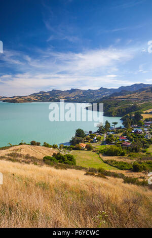 Neuseeland, Südinsel, Christchurch-Rapaki, Blick auf Rapaki Bucht Stockfoto
