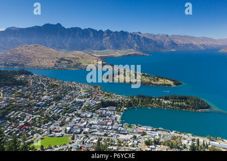 Neuseeland, Südinsel, Otago, Queenstown, erhöhten Blick auf die Stadt vom Skyline Gondola deck Stockfoto