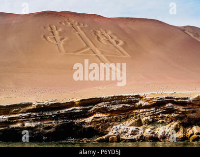 Candelabro de Paracas Geoglyph, Paracas National Reserve, ICA-Region, Peru Stockfoto