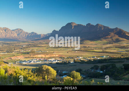 Simonsberg Berg und Paarl Valley, Paarl, Western Cape, Südafrika Stockfoto