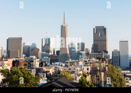 Nordamerika, USA, Amerika, Kalifornien, San Francisco, Blick auf Downtown und die Transamerica Pyramid Stockfoto