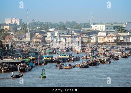 Asien, Südostasien, Vietnam, Mekong Delta, Can Tho, Cai Rang, schwimmenden Markt für Obst und Gemüse Stockfoto