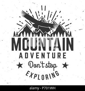 Nicht aufhören zu erkunden. Berge Ähnliche typografische Anführungszeichen. Vector Illustration. Konzept für Hemd oder Logo, Print, Stempel. Stock Vektor