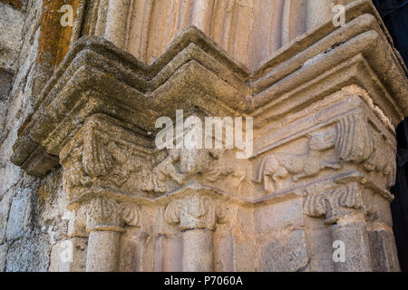 Detail des Südlichen Portal der Kirche Santa María La Mayor in Trujillo, Extremadura, Spanien Stockfoto