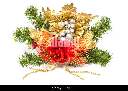 Zarter Weihnachtsschmuck, auf weißem Hintergrund/Weihnachten Hintergrund/Weihnachten Dekoration isoliert. Stockfoto