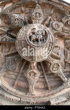 Das Bild des Rad der Wagen von Konark Sonnentempel in Odisha, Indien Stockfoto