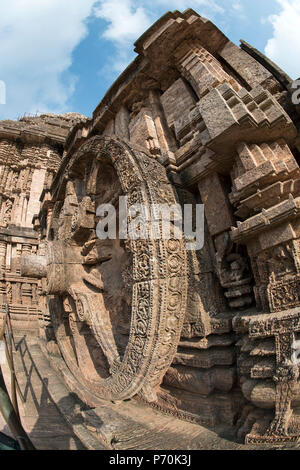 Das Bild des Rad der Wagen von Konark Sonnentempel in Odisha, Indien Stockfoto