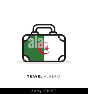 Algerien reisen Konzept. Koffer vektor Icon mit nationalen Flagge Stock Vektor