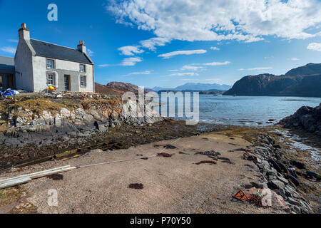 Die abgelegenen Weiler Fanagmore am Ufer des Loch Laxford in Sutherland in den schottischen Highlands im fernen Nordwesten von Schottland. Stockfoto