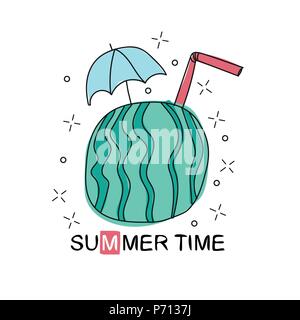 Line Art vector Hand gezeichnet doodle Cartoon der Sommer saison Zeit Objekte Stock Vektor