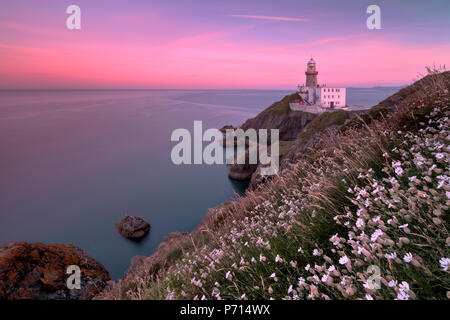 Sonnenuntergang auf Baily Lighthouse, Howth, County Dublin, Republik Irland, Europa Stockfoto