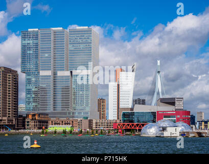 Kop van Zuid Skyline von Rijnhaven, Rotterdam, Südholland, Niederlande, Europa Stockfoto