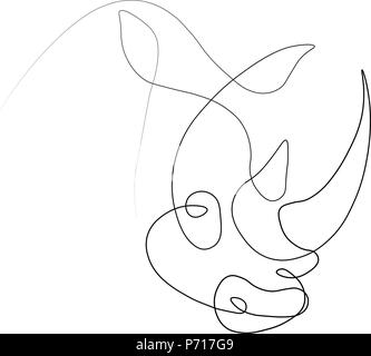 Rhinoceros Tier eine Zeile. Vector Illustration. Isoliert weißer Hintergrund. Stock Vektor