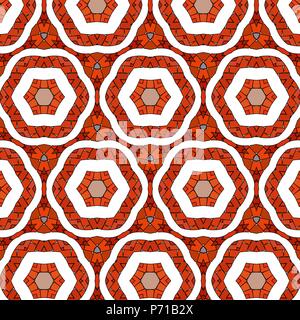 Primitive geometrische retro Muster mit Ziegelsteinen und Mosaik. Braune und Rote Ziegel vintage Mauerwerk für Designs. Stock Vektor