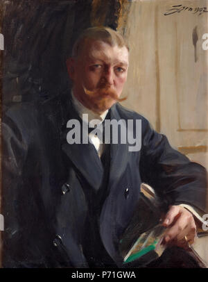 Portrait von Zorn, der Freund der deutschen Brauer und Unternehmer Franz Heiss. 1902 64 Porträt von Franz Heiss von Anders Zorn 1902 Stockfoto
