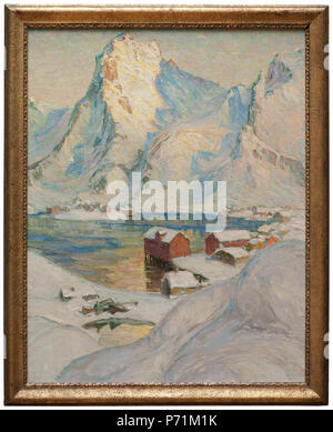 . Englisch: Einer arktischen Frühling. Studie von Nord Norwegen Svenska: Arktisk vårdag. Studie från Nordlandet. Englisch: Anna Boberg reiste nach Norwegen und Lofoten zum ersten Mal im Sommer 1901. Die Landschaft, das besondere Licht, die Aurora Borealis und Mitternachtssonne der Künstler tief beeindruckt. Sie hat rund drei Dutzend wieder und hatte einen Winter Nest und ein Sommerhaus gebaut. Anna Boberg war ein produktiver Künstler und hinterließ eine große Anzahl von Gemälden. Der Titel dieses Gemäldes ist entscheidend - was auf den ersten Blick scheint zu midwinter werden ist in der Tat, der Frühling. Svenska: Anna Boberg r Stockfoto