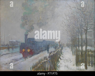 28 Claude Monet, 1875, Zug im Schnee, Öl auf Leinwand, 59 × 78 cm, Musée Marmottan Monet Stockfoto