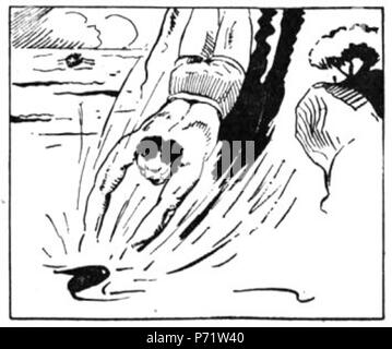 Slovenščina: Ilustracija Jožeta Beranka za slikanico Josipa Podmilšaka Žalost in veselje, Slovenski Dom 1941. 1941 5 BeranekZV 144 Stockfoto