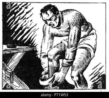 Slovenščina: Ilustracija Jožeta Beranka za slikanico Josipa Podmilšaka Žalost in veselje, Slovenski Dom 1941. 1941 6 BeranekZV 170 Stockfoto