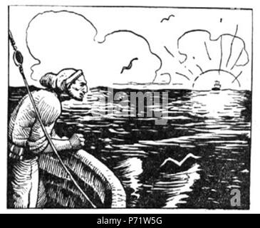 Slovenščina: Ilustracija Jožeta Beranka za slikanico Josipa Podmilšaka Žalost in veselje, Slovenski Dom 1941. 1941 6 BeranekZV 182 Stockfoto