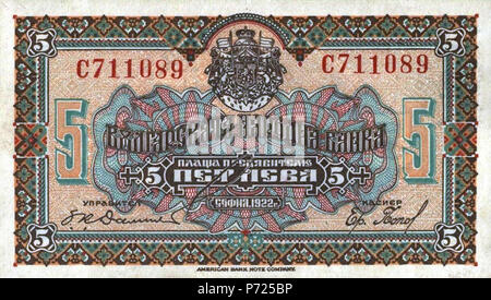 :. 1922 3 5 Leva 1922 Stockfoto