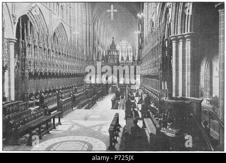 Englisch: Stände, Chester Cathedral. 1910 84 Holzschnitzereien in englischen Kirchen II-024 Stockfoto