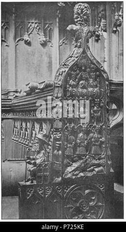 Englisch: Stände, Chester Cathedral. 1910 84 Holzschnitzereien in englischen Kirchen II-009 Stockfoto
