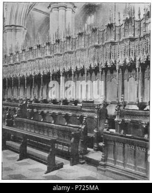 Englisch: Stände in Beverley Minster, Beverley, East Riding von Yorkshire, England. 1910 84 Holzschnitzereien in englischen Kirchen II-063 Stockfoto