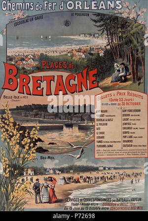 Français: Affiche publicitaire de 1896 des Chemins de fer d'Orléans (auteur: Gustave Fraipont (1849-1923). 11 September 2013, 06:20:14 7 Affiche publicitaire Beg Meil Stockfoto