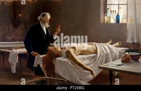 . Anatomie des Herzens; und sie hatte ein Herz!; Autopsie. Español: La Obra Vertreter eines Un-médico contemplando el Corazón de una Joven mujer a la que está practicando una autopsia. Englisch: Die Arbeit stellt ein Arzt, der die Durchführung einer Autopsie, im Herzen einer jungen Frau auf der Suche. . 1890 39 Enrique Simonet - La autopsia 1890 Stockfoto