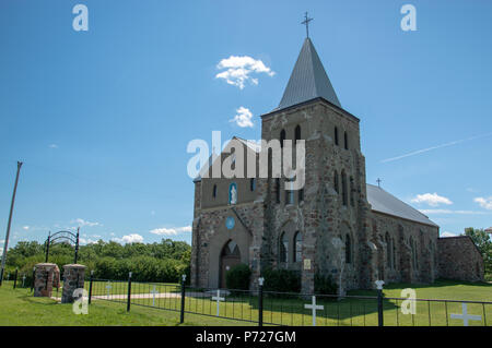 Unsere Liebe Frau von der Annahme, die Römisch-katholische Kirche in 1907, Kaposvar Historic Site, 5 km südlich von Esterhazy, Saskatchewan, Kanada. Stockfoto