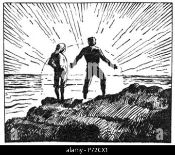 Slovenščina: Ilustracija Jožeta Beranka za slikanico Josipa Podmilšaka Žalost in veselje, Slovenski Dom 1941. 1941 6 BeranekZV 210 Stockfoto