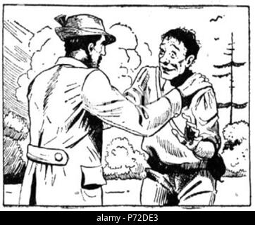 Slovenščina: Ilustracija Jožeta Beranka za slikanico Josipa Podmilšaka Žalost in veselje, Slovenski Dom 1941. 1941 7 BeranekZV 371 Stockfoto