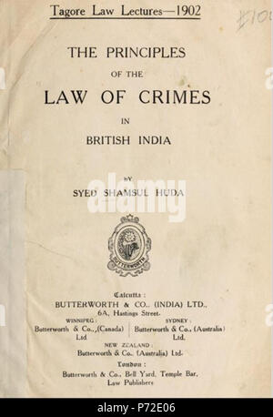 Englisch: Die Grundsätze des Gesetzes von Verbrechen in Britisch Indien. 1902 53 GESETZ DER VERBRECHEN Stockfoto
