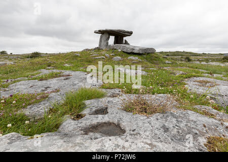 Poulnabrone Dolmen, die Burren, County Clare, Munster, Republik Irland, Europa Stockfoto