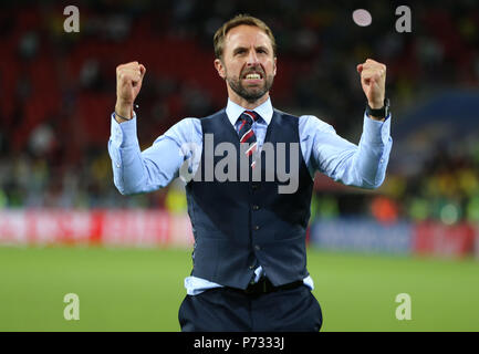 Moskau, Russland. 3. Juli 2018. Gareth Southgate ENGLAND TRAINER KOLUMBIEN V England, 2018 FIFA WORLD CUP RUSSLAND 03 Juli 2018 GBC 9311 Kolumbien v England 2018 FIFA WM Stadion Spartak Moskau Russland STRENG REDAKTIONELLE VERWENDUNG NUR. Wenn der Spieler/Spieler in diesem Bild dargestellt ist/Spielen für einen englischen Club oder das England National Team. Dann ist dieses Bild darf nur für redaktionelle Zwecke verwendet werden. Keine kommerzielle Nutzung. Folgende Verwendungen sind auch dann eingeschränkt, wenn in einem redaktionellen Kontext: Verwendung in Verbindung mit oder als Teil eines nicht autorisierten Audio-, Video-, Daten-, Spielpläne, Verein/liga Logos, Betti Stockfoto