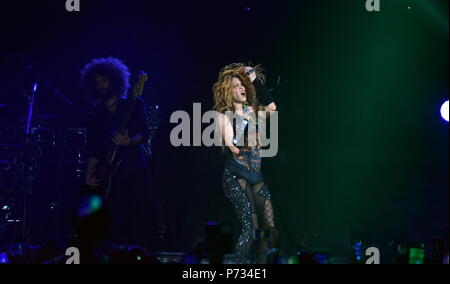 Madrid, Spanien. 3. Juli 2018. Die kolumbianische Sängerin Shakira, heute Abend bei ihrem Konzert in Madrid von El Dorado World Tour, Kredit: CORDON PRESSE/Alamy leben Nachrichten Stockfoto