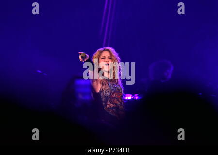 Madrid, Spanien. 3. Juli 2018. Die kolumbianische Sängerin Shakira, heute Abend bei ihrem Konzert in Madrid von El Dorado World Tour, Kredit: CORDON PRESSE/Alamy leben Nachrichten Stockfoto