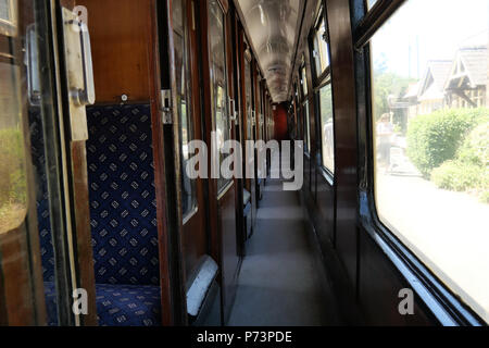 03 Juli 2018 - Carrog Bahnhof, Wales, UK. Innen auf der Flur Stiftschlitten nach Klasse 37 Lokomotive montiert. Stockfoto