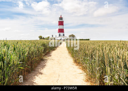 Happisburgh lighthouse Norfolk Coast auf einem Sommertag Stockfoto