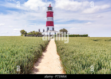 Happisburgh lighthouse Norfolk Coast auf einem Sommertag Stockfoto