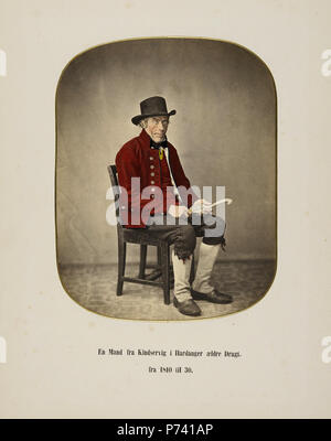 Marcus Selmer - ein Mann von Kindservig in Hardanger, Kostüm von Ca. 1810-1830 Foto Ca. 1857-1870 Stockfoto