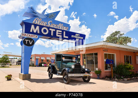 Die Blaue Schwalbe Motel außen in Santa Fe, New Mexico Stockfoto