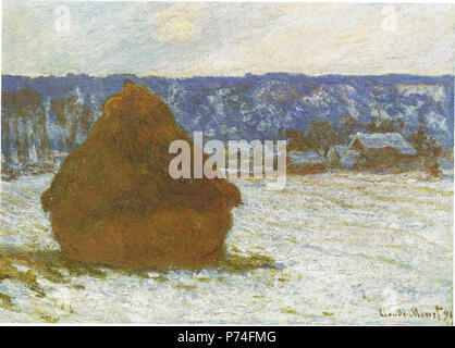 . Englisch: Stapel von Weizen (Schnee Effekt, bewölkten Tag), Français: Meules, effet de Neige zwischen 1890 und 1891 2 1281 Wheatstack (Schnee Effekt, bewölkten Tag), 1890-91, 66 x 93 cm, 26 x 36 5-8, das Kunst Institut von Chicago Stockfoto