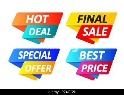 Angebot tag Sammlung, der Banner element Symbole gesetzt. Vector Illustration Stock Vektor