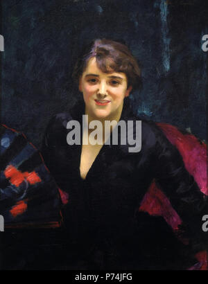 Englisch: Madame Errazuriz oder die Dame in Schwarz John Singer Sargent - amerikanischer Maler C. 1882-1883 eigenes Öl auf Leinwand 81,9 x 59,7 cm (32.2 x 23.5 in.) Jpeg: Askart.com. zwischen ca. 1882 und ca. 1883 160 Madame Errazuriz oder die Frau in Schwarz Stockfoto