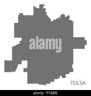 Tulsa Oklahoma City Karte mit nachbarschaften Grau Abbildung silhouette Form Stock Vektor