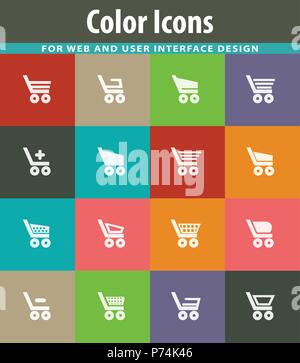 Warenkorb Symbole gesetzt Stock Vektor
