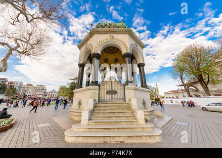 Der Deutsche Brunnen ist ein Pavillon gestaltete Brunnen in der nördlichen Ende der alten Hippodrom (Sultanahmet Square), Istanbul, Türkei, 09. April 2017 Stockfoto